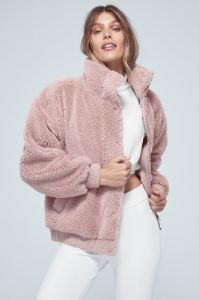 Sherpa Varsity Jacket - Dusty Pink sold by Alo Yoga