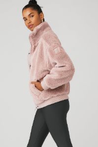 Sherpa Varsity Jacket - Dusty Pink sold by Alo Yoga