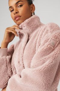 Sherpa Varsity Jacket - Dusty Pink sold by Alo Yoga