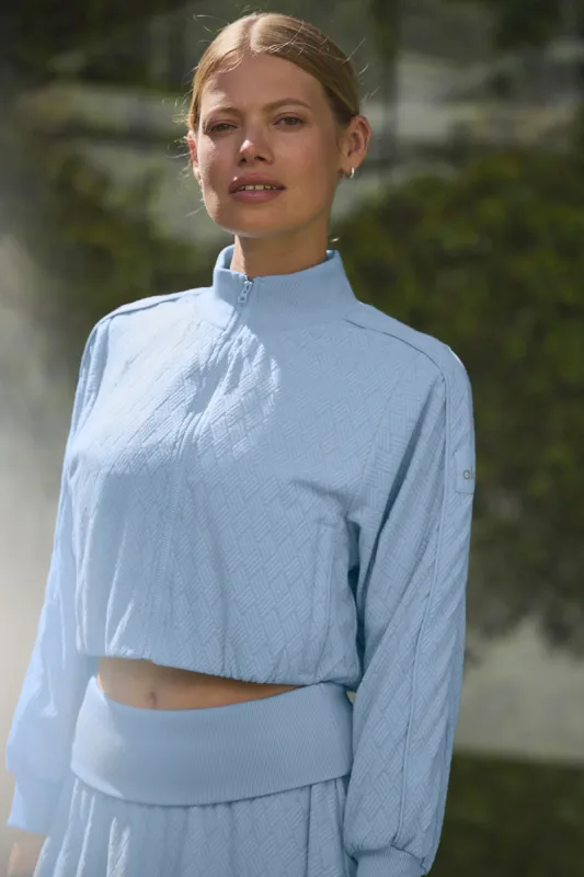 Cropped Doubles Only Full Zip Jacket - Seashell Blue made by Alo Yoga