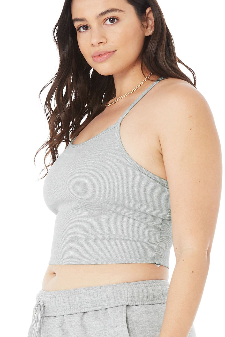 Alosoft Ribbed Crop Calm Tank - Athletic Heather Grey sold by Alo Yoga product image thumbnail 7