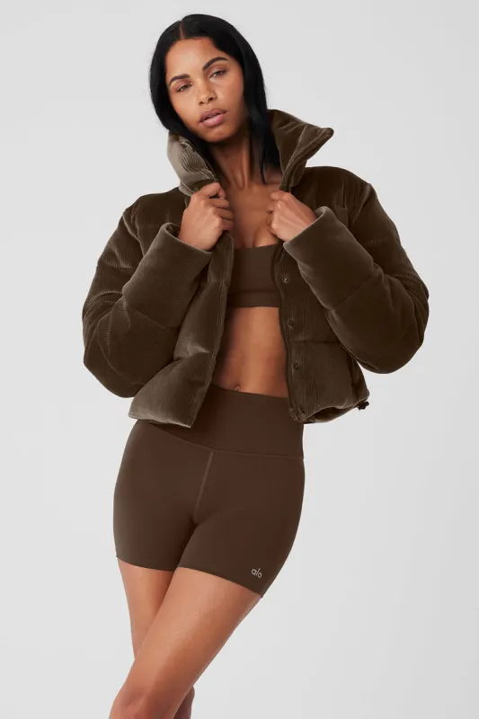 Ribbed Velour Gold Rush Puffer - Macchiato sold by Alo Yoga