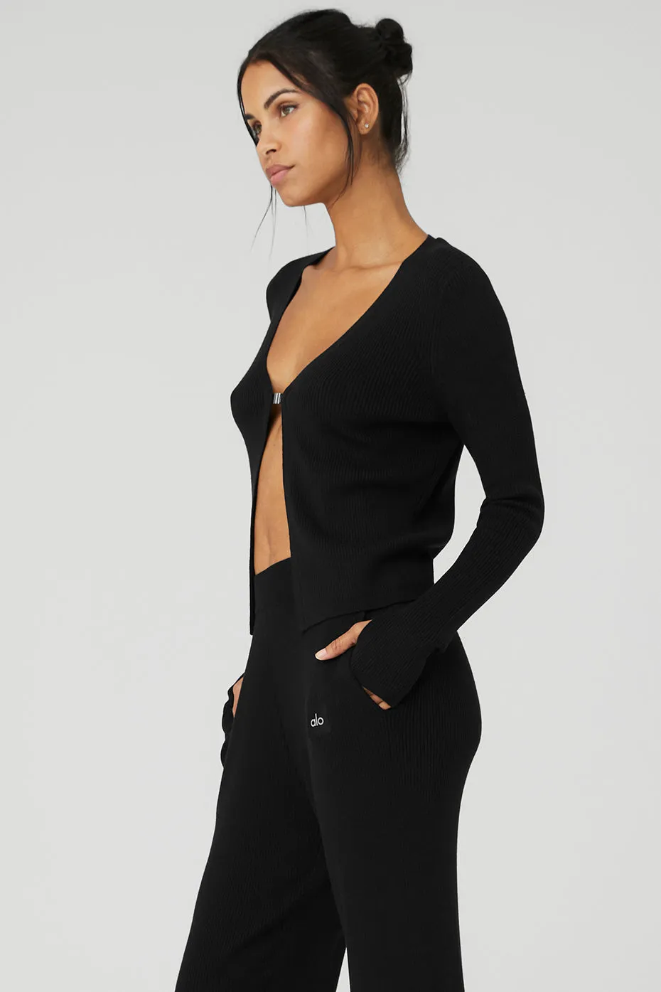 Knit Salana Cardigan - Black sold by Alo Yoga product image thumbnail 3