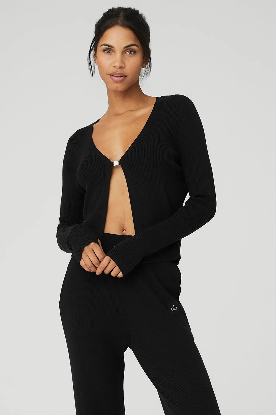 Knit Salana Cardigan - Black sold by Alo Yoga