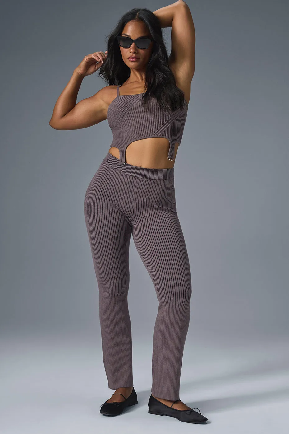 Denim Knit Garter Tank - Raisinette/Black sold by Alo Yoga product image thumbnail 5