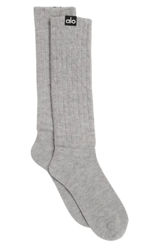 Unisex Scrunch Sock - Athletic Heather Grey made by Alo Yoga