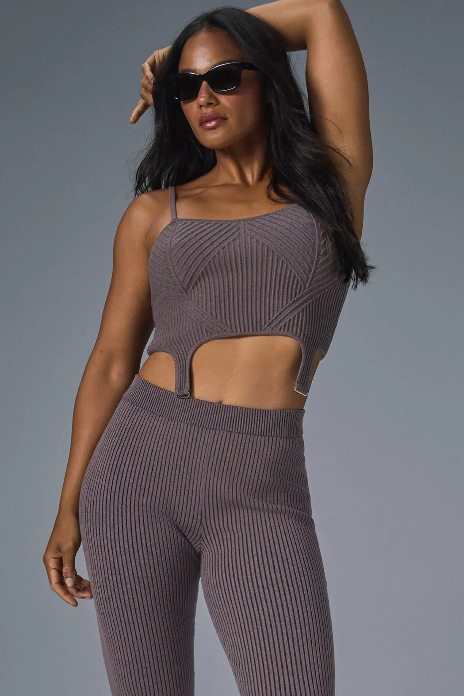 Denim Knit Garter Tank - Raisinette/Black sold by Alo Yoga product image thumbnail 3