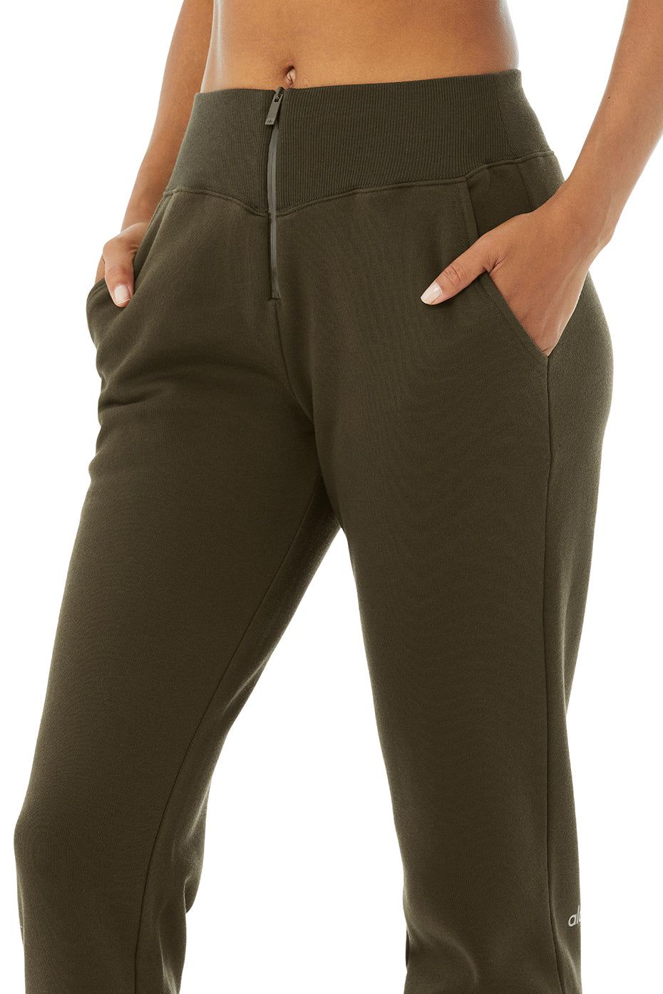 Slick Zip Front Sweatpant - Dark Olive sold by Alo Yoga product image thumbnail 5