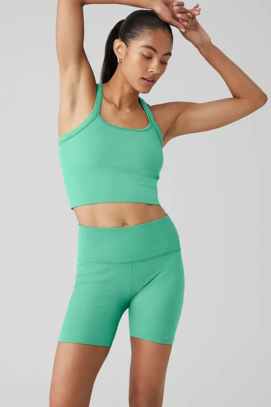 Seamless Ribbed Favorite Bra Tank - Lettuce sold by Alo Yoga