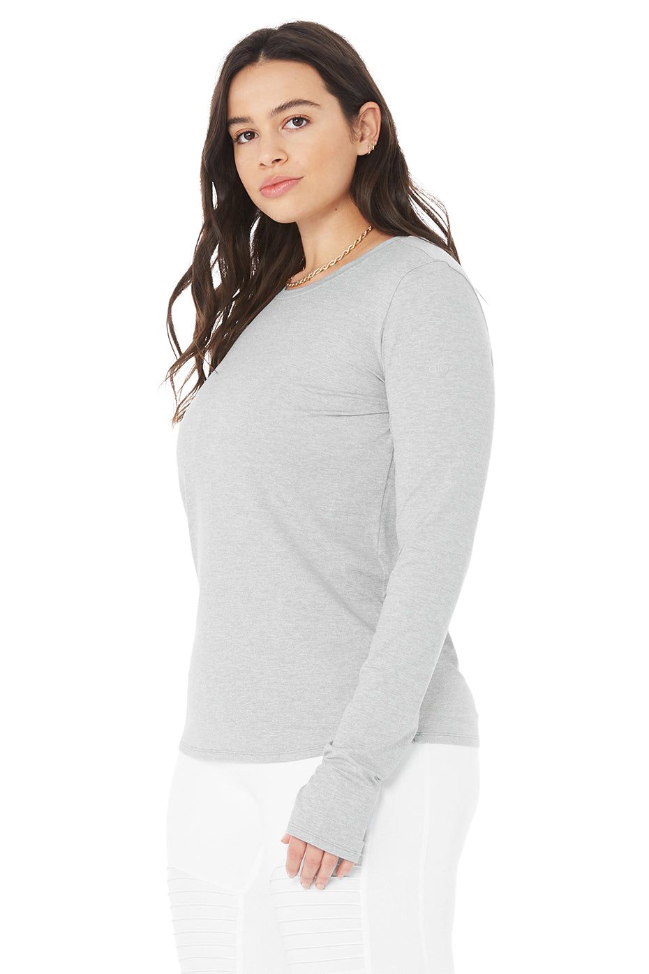 Alosoft Finesse Long Sleeve - Athletic Heather Grey sold by Alo Yoga product image thumbnail 7