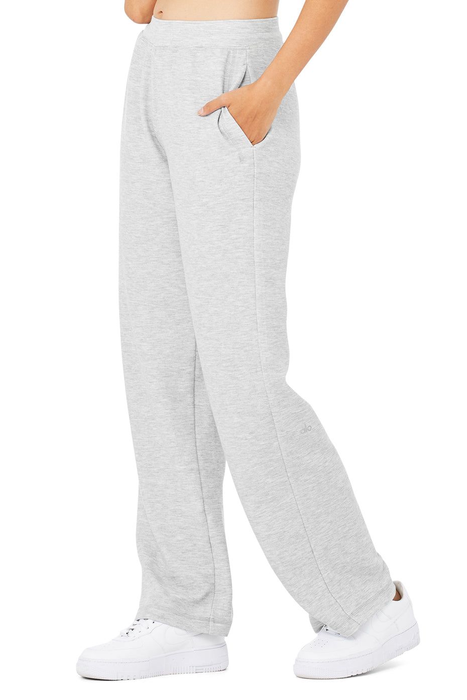 Micro Waffle High-Waist Pleasant Wide Leg Pant - Athletic Heather Grey sold by Alo Yoga product image thumbnail 3