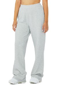 Micro Waffle High-Waist Pleasant Wide Leg Pant - Athletic Heather Grey sold by Alo Yoga