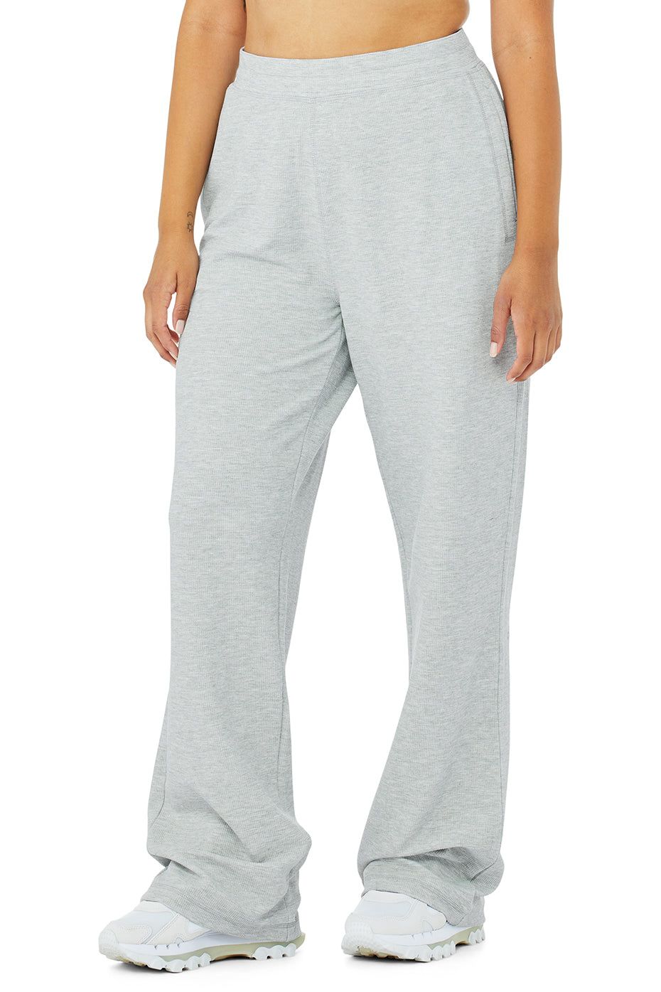 Micro Waffle High-Waist Pleasant Wide Leg Pant - Athletic Heather Grey sold by Alo Yoga product image thumbnail 7