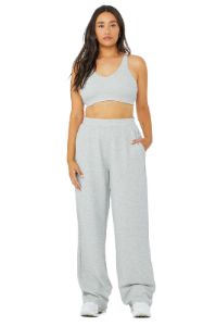 Micro Waffle High-Waist Pleasant Wide Leg Pant - Athletic Heather Grey sold by Alo Yoga