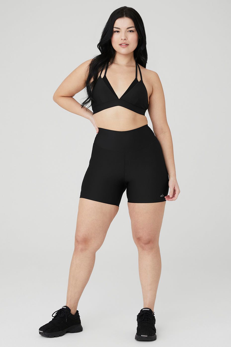 Airlift Layer Up Bra & 5" Airlift Energy Short Set - Black sold by Alo Yoga