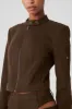 Cropped Full Throttle Moto Jacket - Espresso sold by Alo Yoga