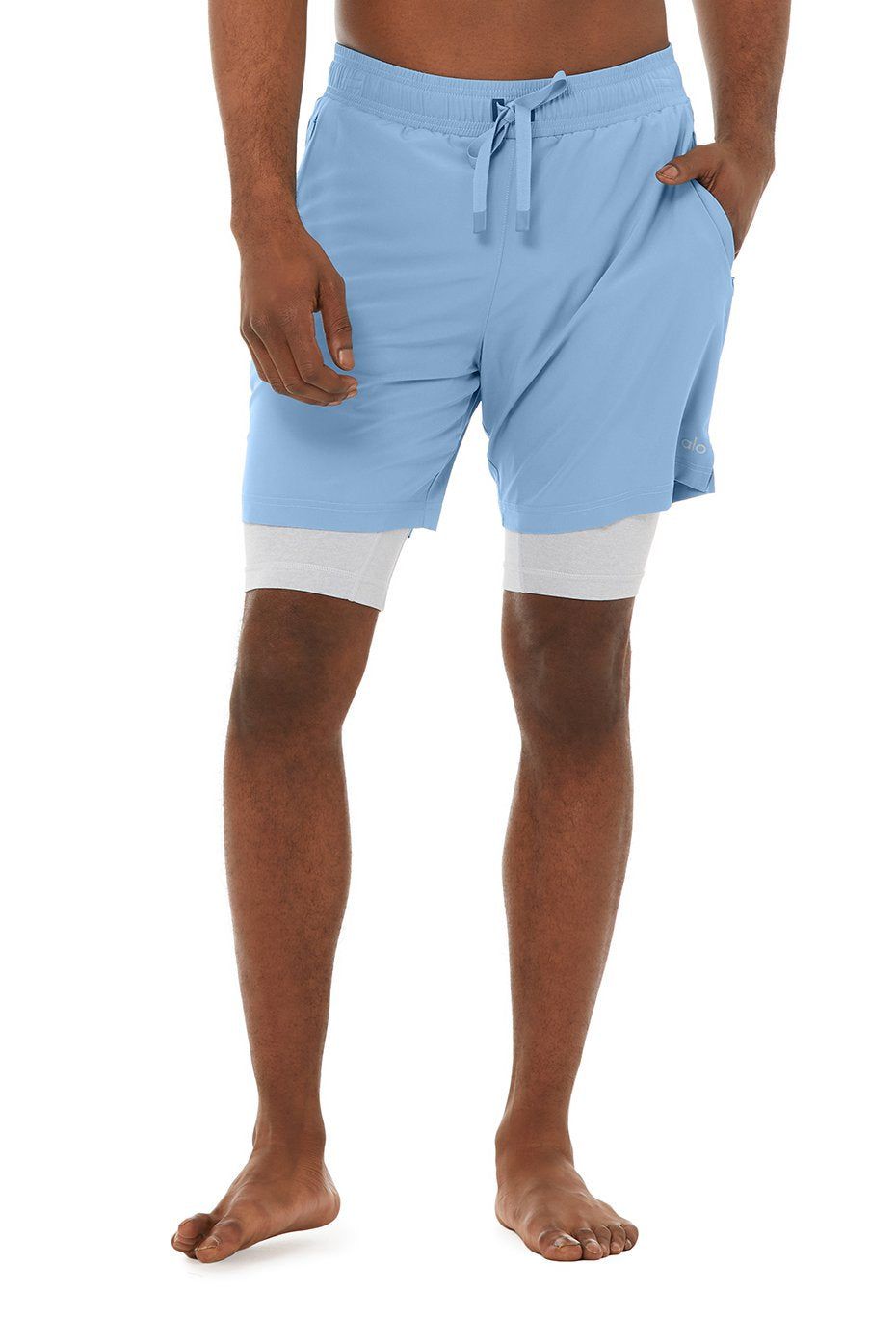 7" Unity 2-In-1 Short - Toluca Blue/Athletic Heather Grey sold by Alo Yoga