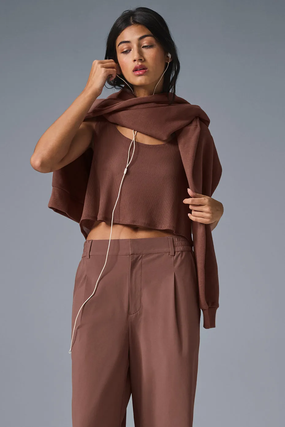 Striped Mesh Tropical Nights Tank - Chestnut sold by Alo Yoga product image thumbnail 4