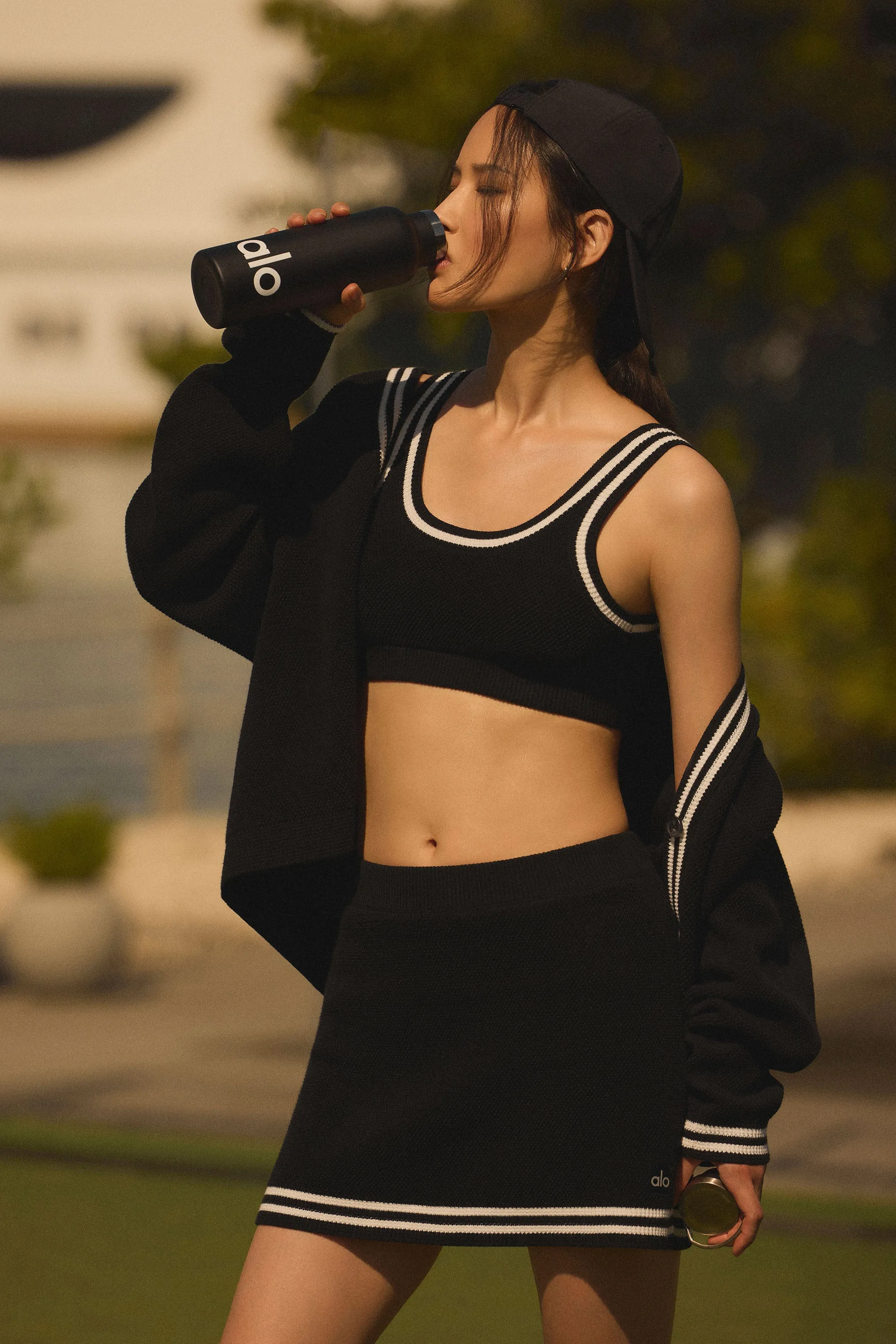 Tennis Club Sweater Knit Skirt - Black/Ivory | Parallel