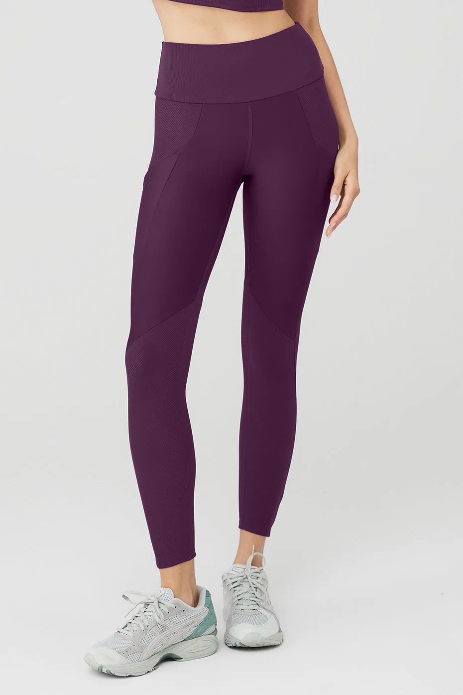 Ribbed Airlift High-Waist 7/8 Enchanted Legging - Dark Plum sold by Alo Yoga