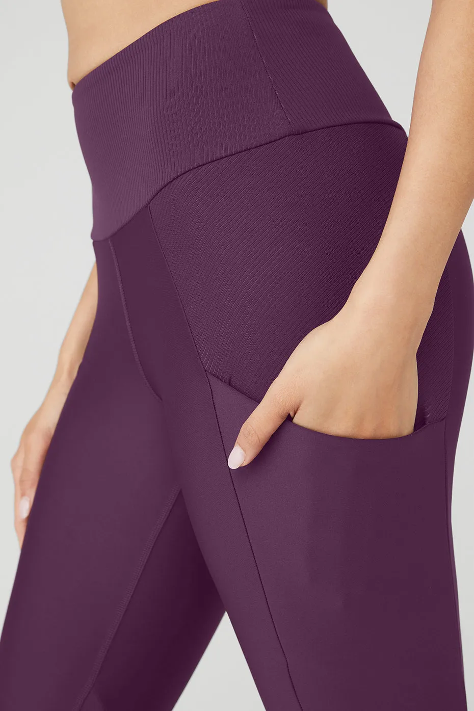 Ribbed Airlift High-Waist 7/8 Enchanted Legging - Dark Plum sold by Alo Yoga product image thumbnail 4
