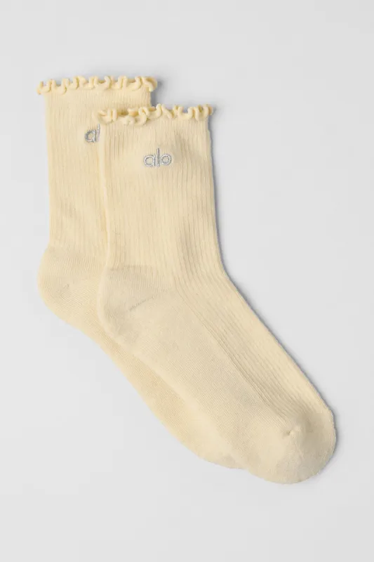 Women's Lettuce Edge Sock - Lemon Ice sold by Alo Yoga
