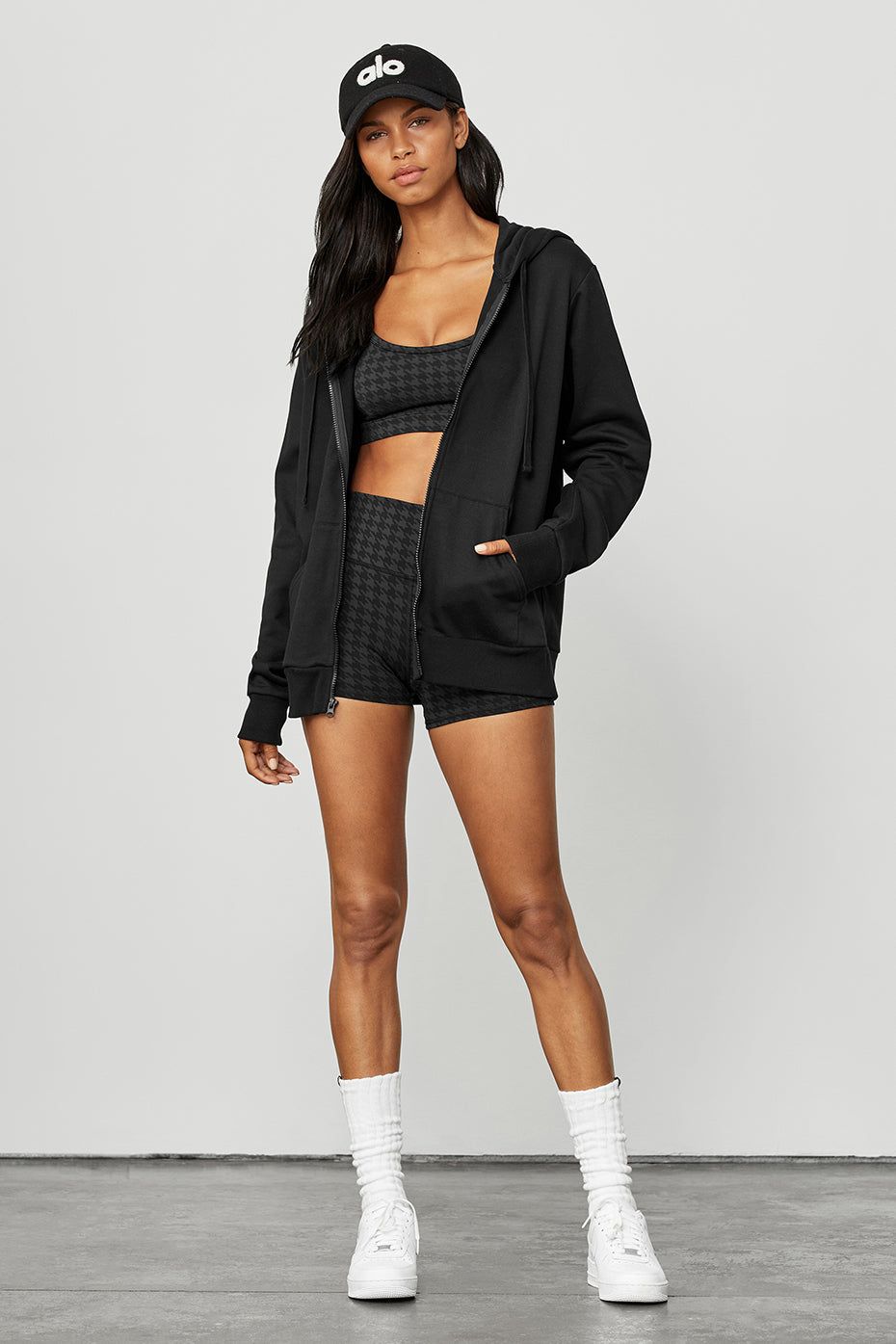 High-Waist Houndstooth Short - Black sold by Alo Yoga product image thumbnail 7