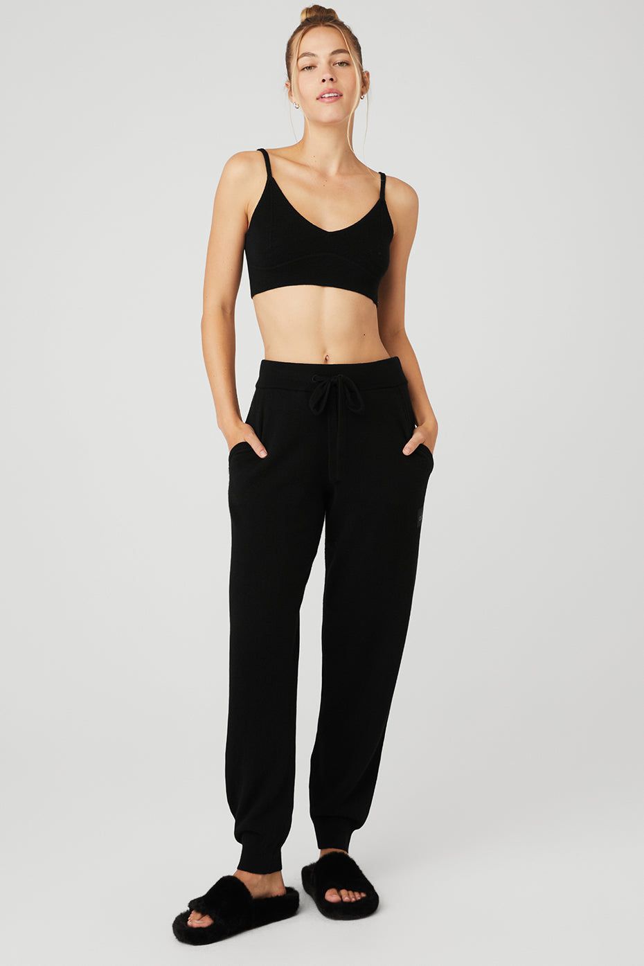 Cashmere Jet Set Bra & Cashmere Jet Set Pant Set sold by Alo Yoga