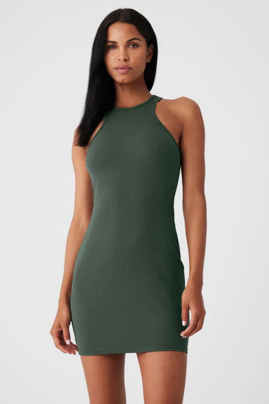 Airlift Ribbed Magnetic Dress - Dark Cactus | Parallel