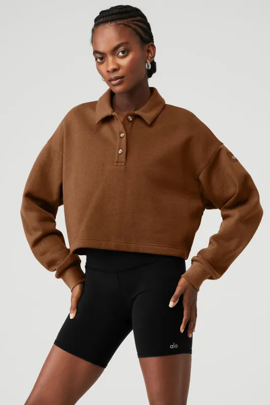 Polo Henley Pullover - Cinnamon Brown sold by Alo Yoga