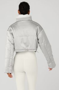 Orion Cropped Puffer - Silver/Ivory sold by Alo Yoga