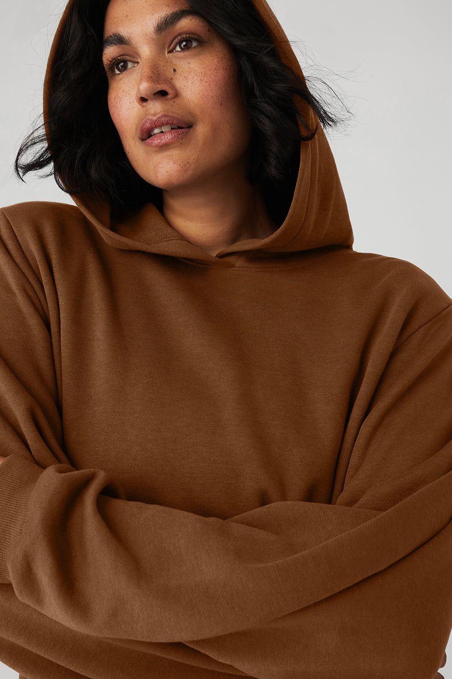 Cropped Headliner Shoulder Pad Hoodie - Cinnamon Brown sold by Alo Yoga product image thumbnail 8
