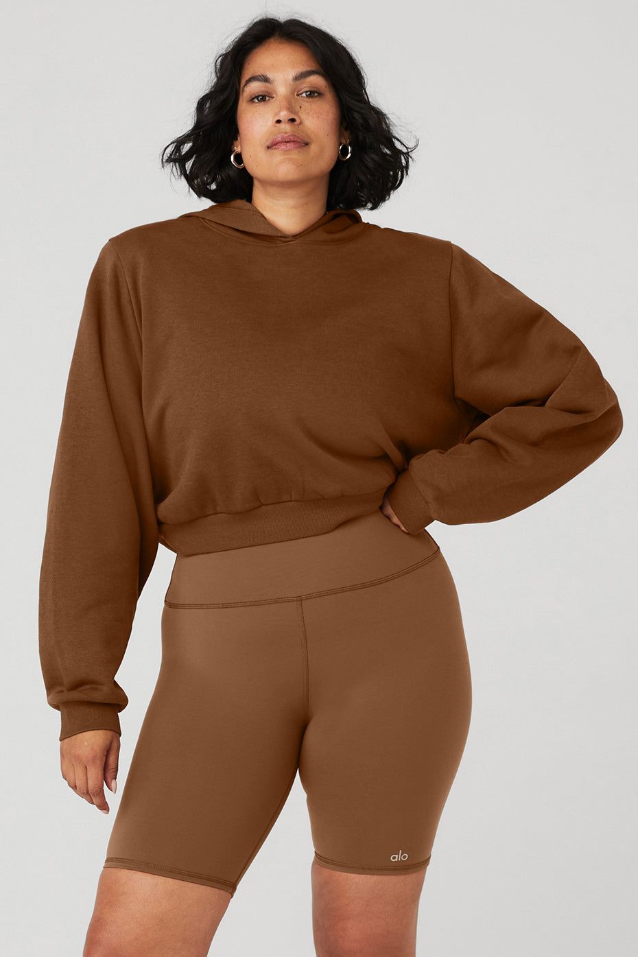 Cropped Headliner Shoulder Pad Hoodie - Cinnamon Brown sold by Alo Yoga product image thumbnail 5