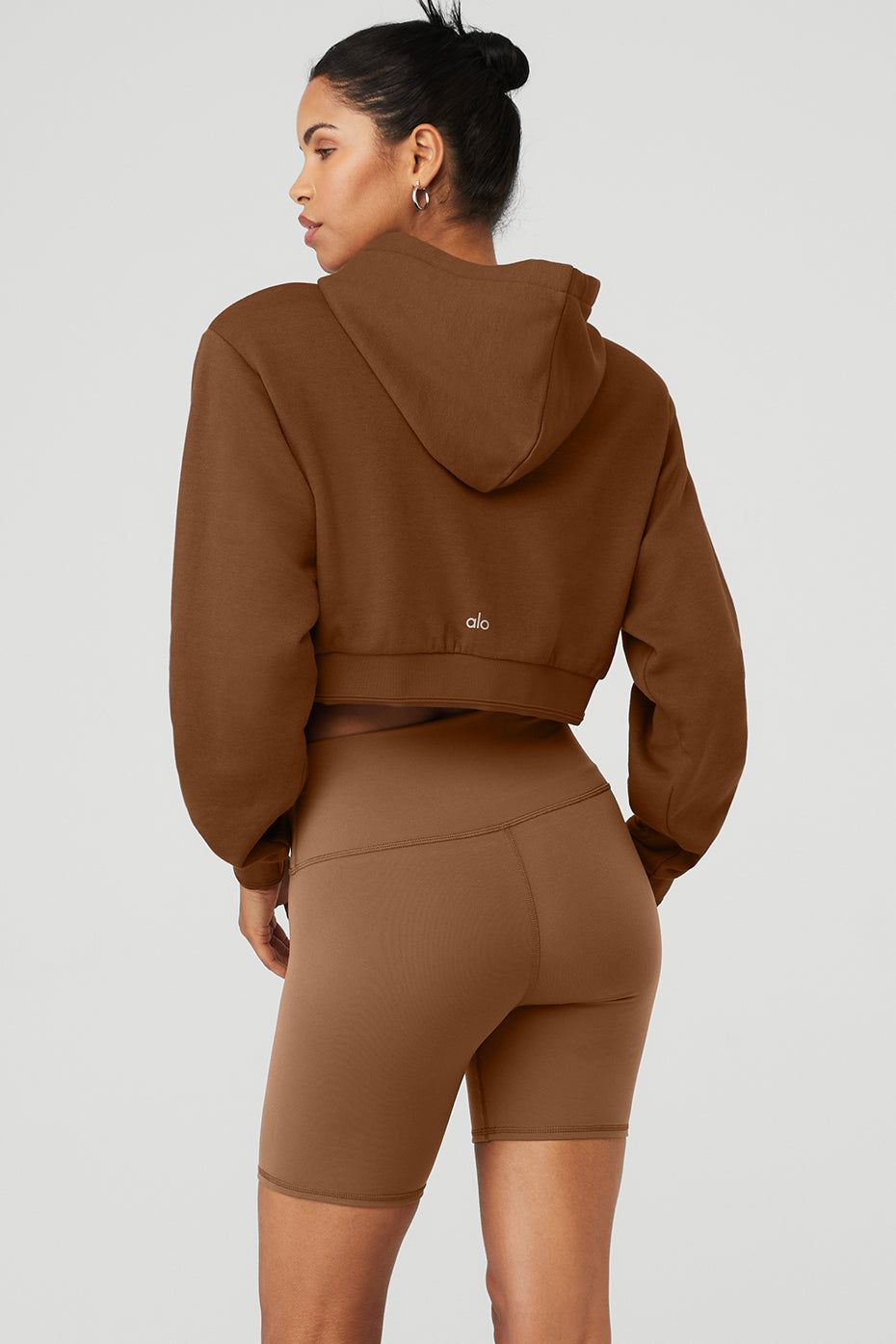 Cropped Headliner Shoulder Pad Hoodie - Cinnamon Brown sold by Alo Yoga product image thumbnail 2