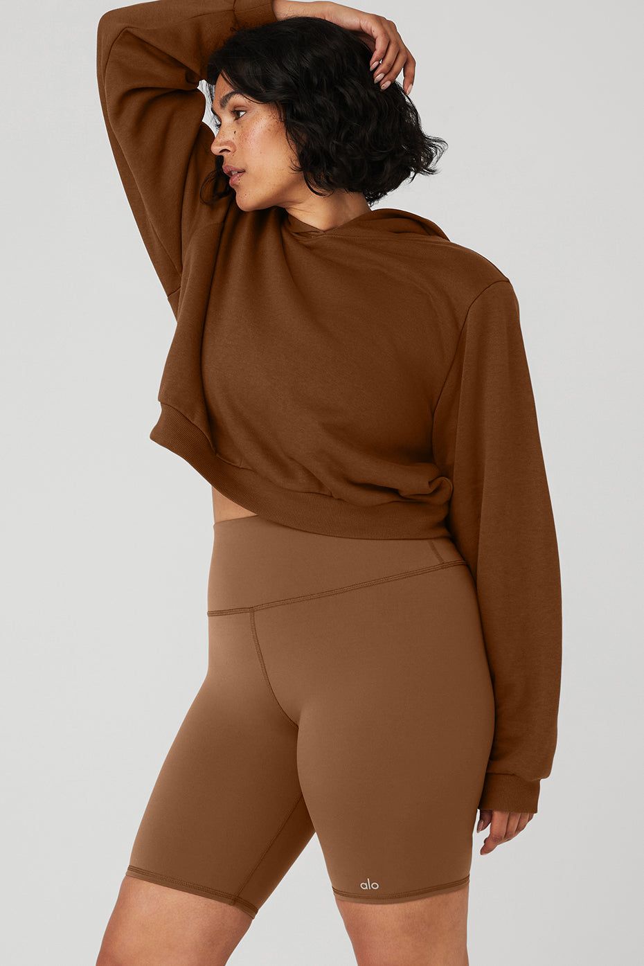 Cropped Headliner Shoulder Pad Hoodie - Cinnamon Brown sold by Alo Yoga product image thumbnail 7