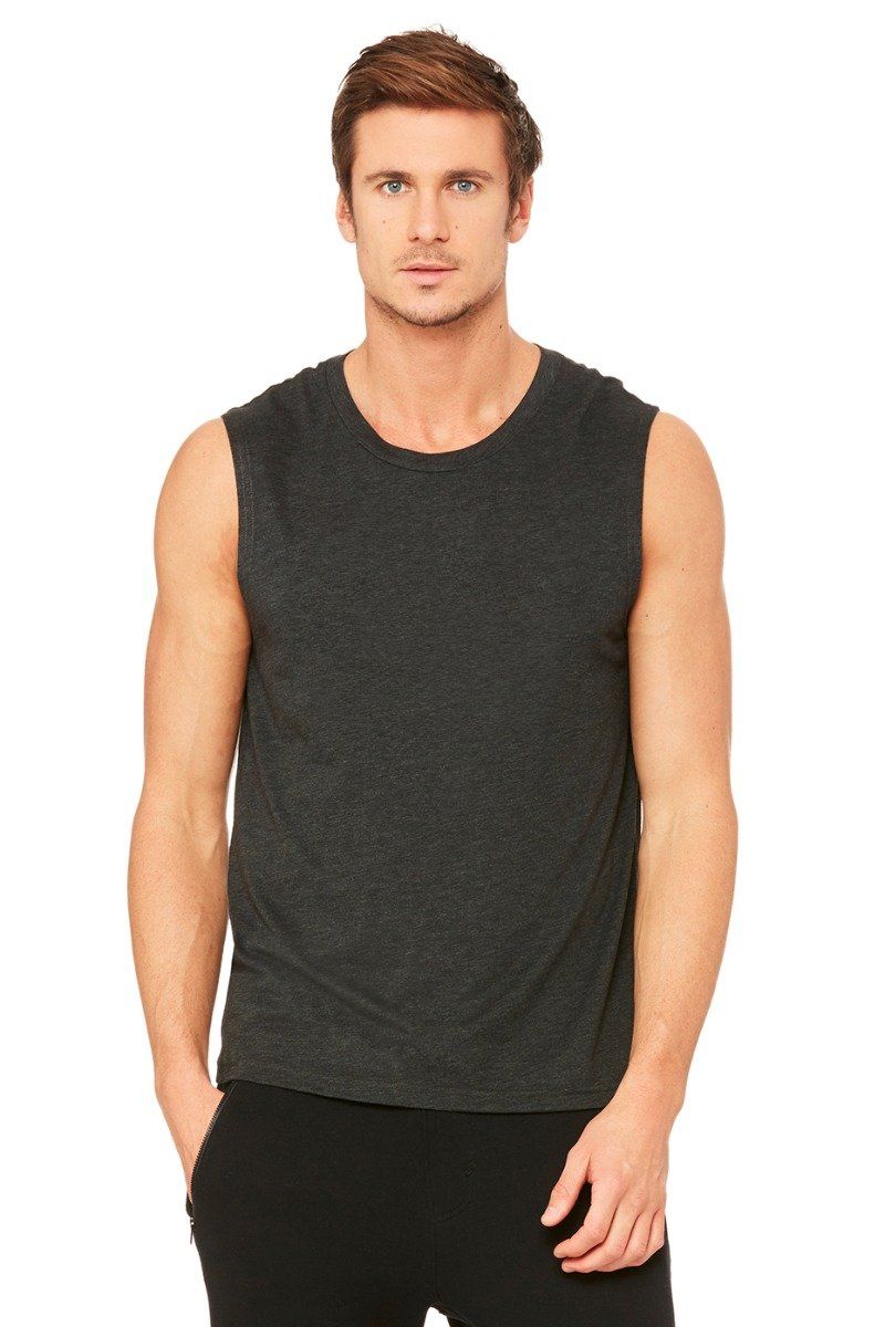 Triumph Muscle Tank - Charcoal Black Triblend sold by Alo Yoga