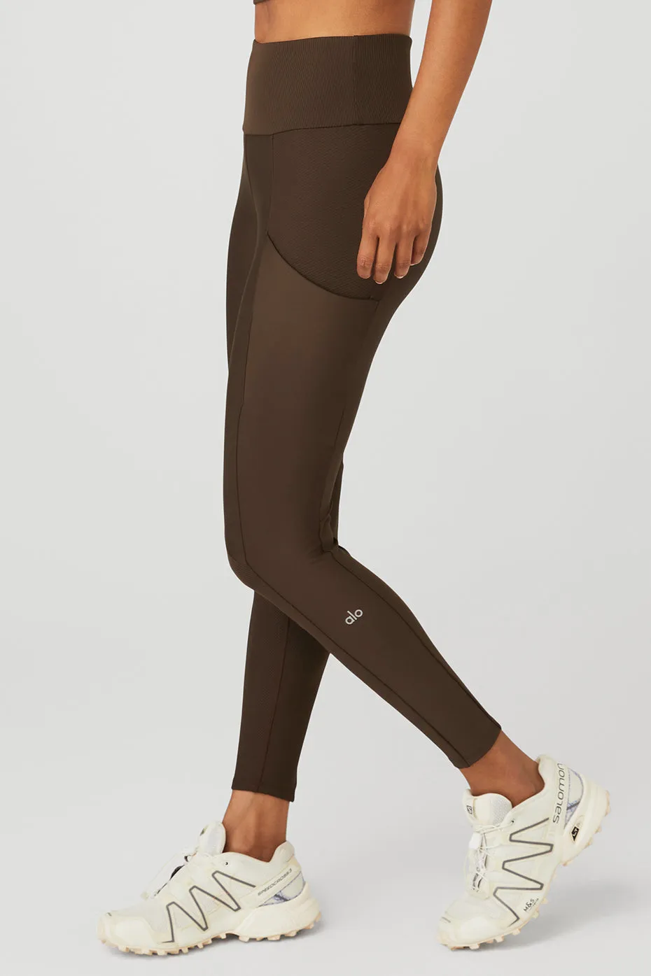 Ribbed Airlift High-Waist 7/8 Enchanted Legging - Espresso sold by Alo Yoga product image thumbnail 3