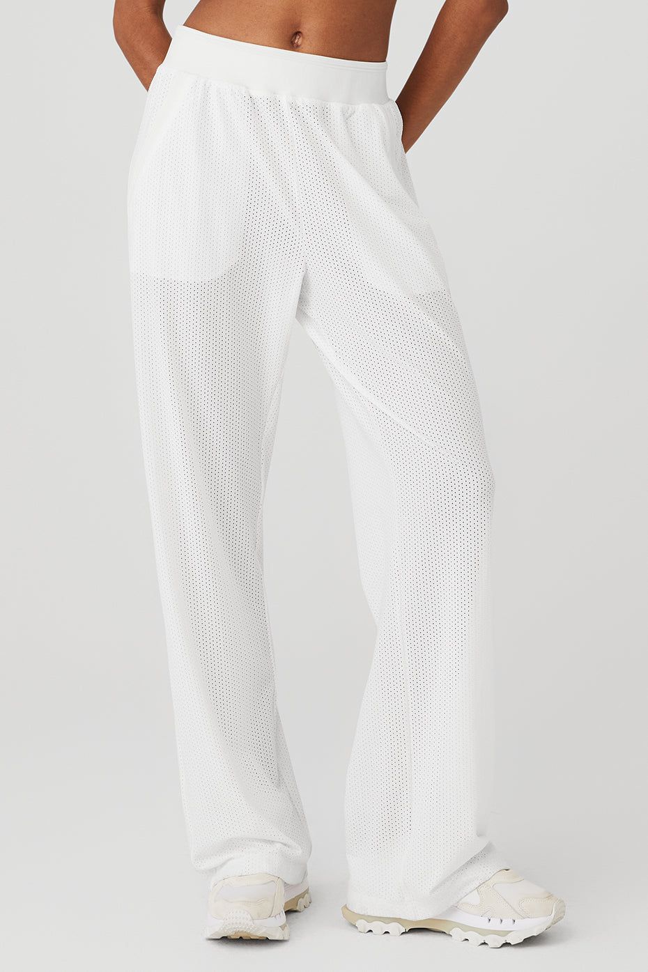 Mesh All-Star Wide Leg Pant - White sold by Alo Yoga