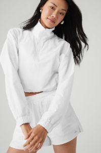 Cropped 1/4 Zip Alumni Pullover & Alumni Short Set - White