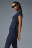 Ribbed Sea Coast Tee - Navy sold by Alo Yoga