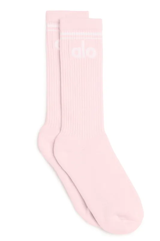 Unisex Throwback Sock - Powder Pink/White sold by Alo Yoga