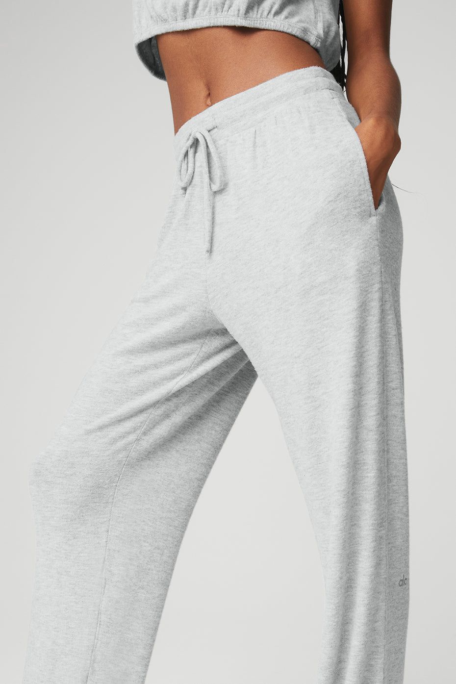 Alolux High-Waist Soho Wide Leg Pant - Athletic Heather Grey sold by Alo Yoga product image thumbnail 5
