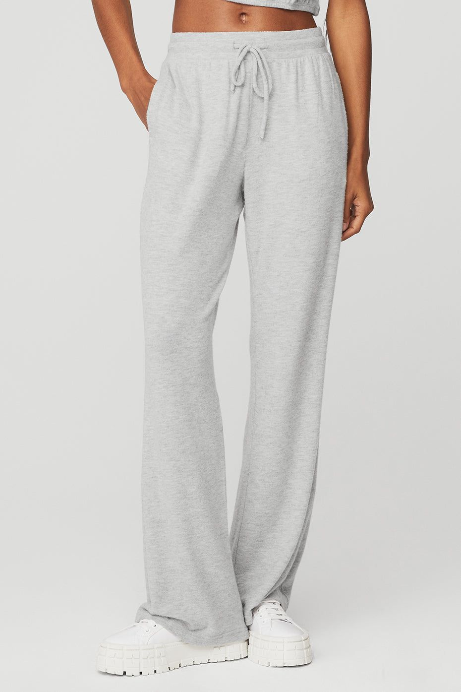 Alolux High-Waist Soho Wide Leg Pant - Athletic Heather Grey sold by Alo Yoga