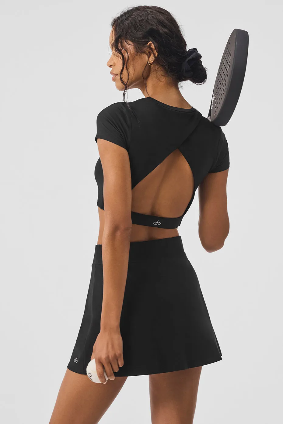 Alo Yoga Alosoft Cropped Backspin Short Sleeve - Black