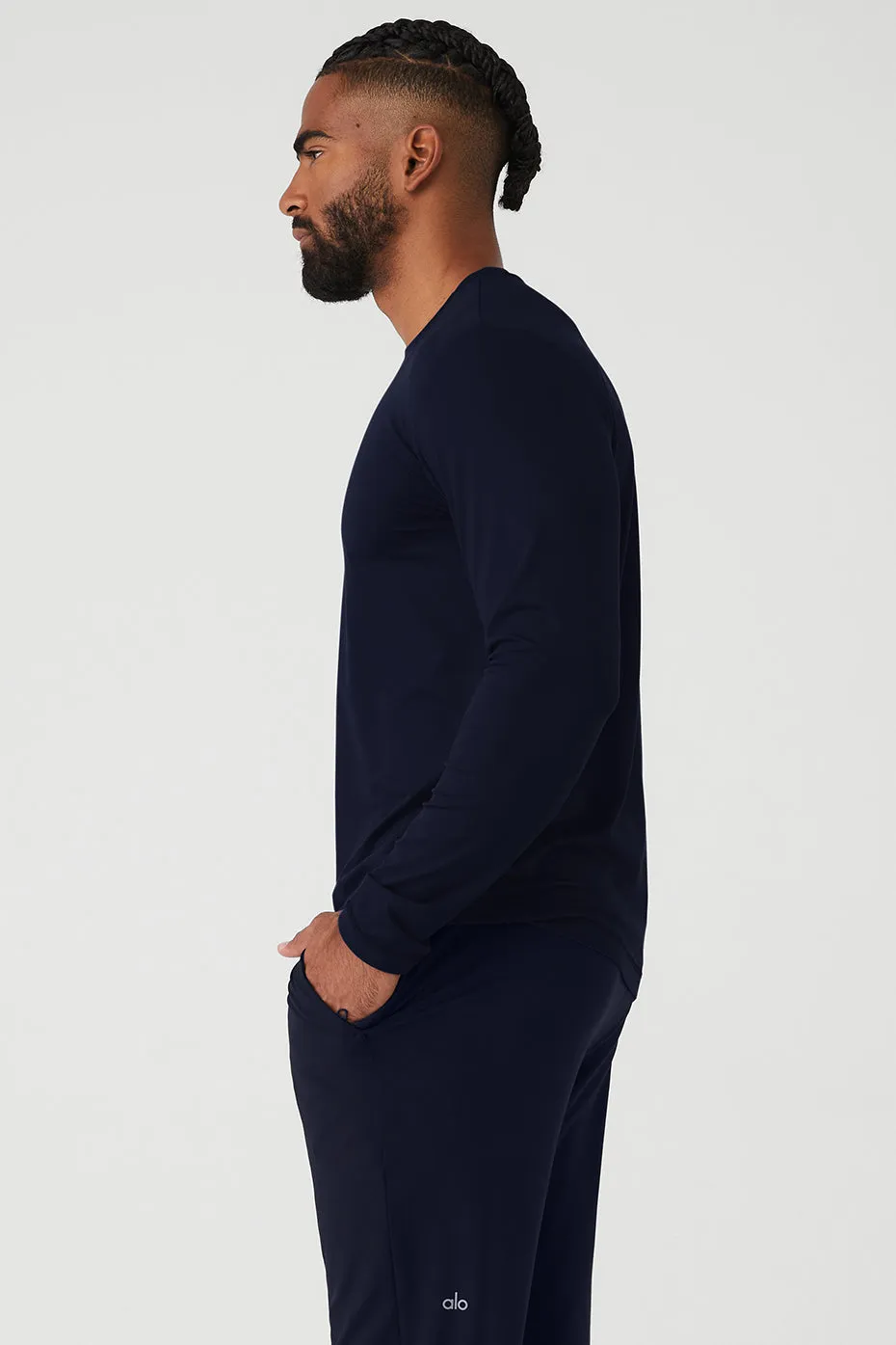 Conquer Reform Crewneck Long Sleeve - Navy sold by Alo Yoga product image thumbnail 3