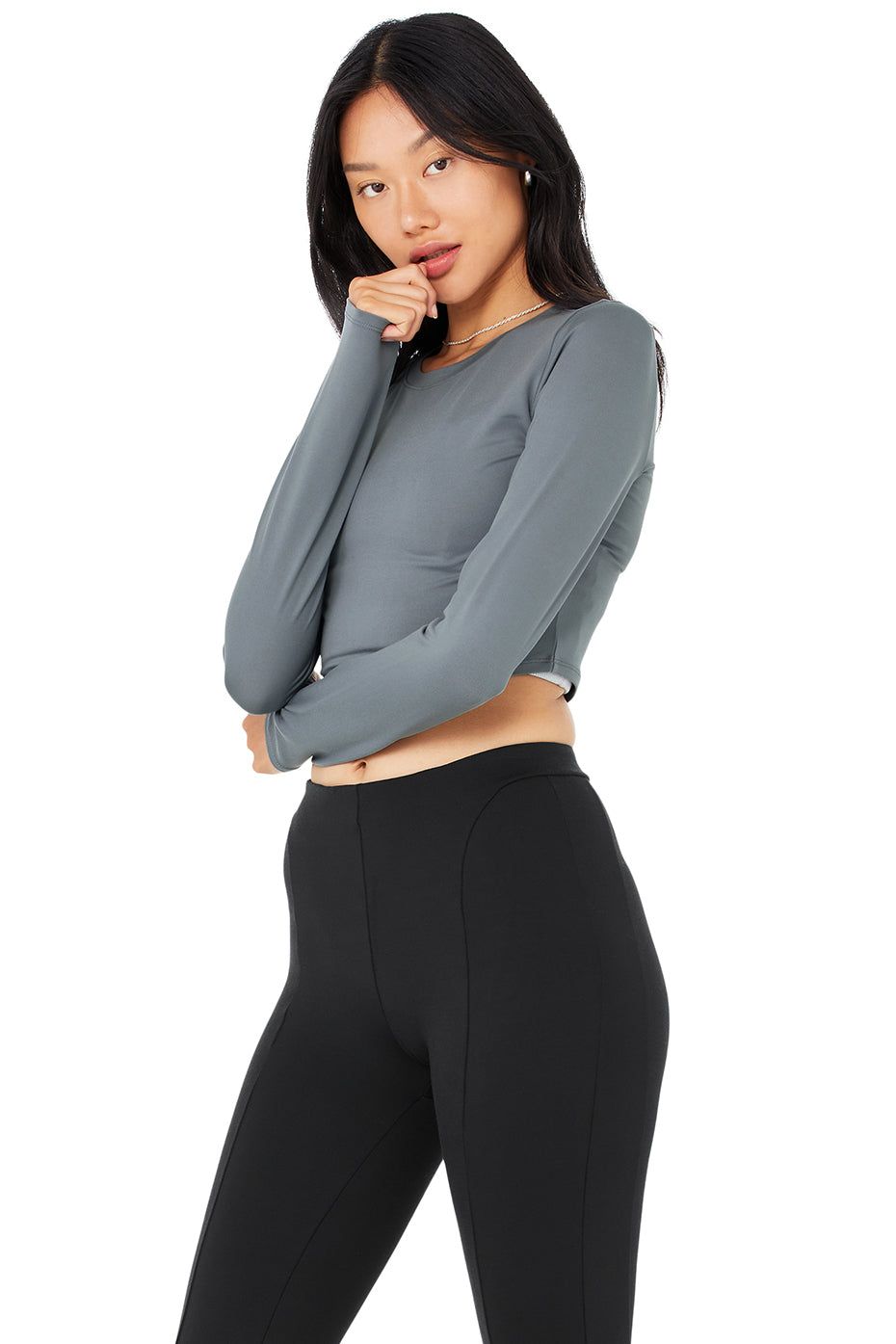 Alosoft Crop Finesse Long Sleeve - Steel Blue sold by Alo Yoga product image thumbnail 3