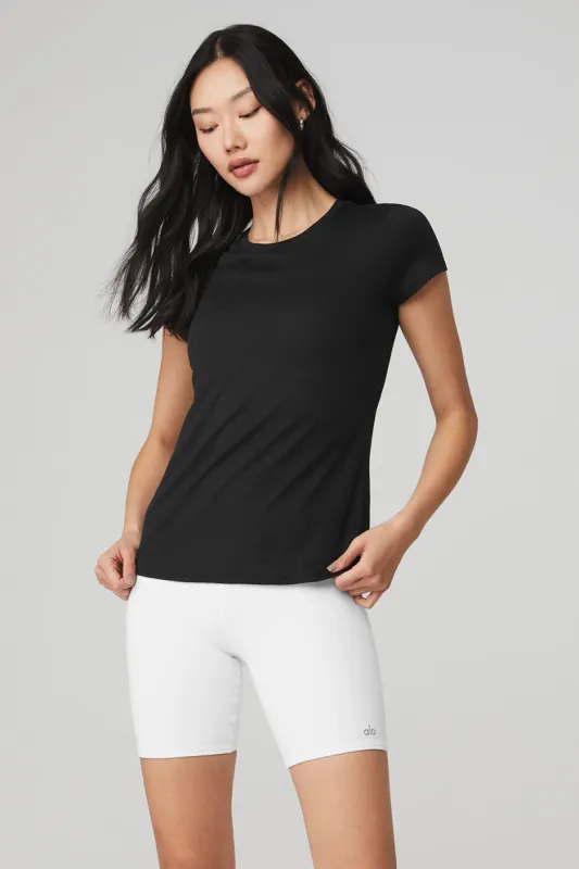 Alosoft Finesse Tee - Black sold by Alo Yoga