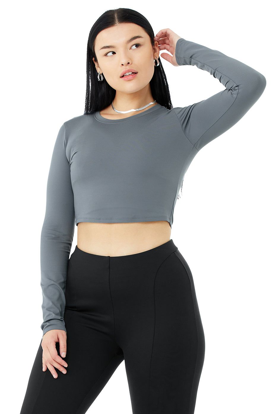Alosoft Crop Finesse Long Sleeve - Steel Blue sold by Alo Yoga product image thumbnail 7