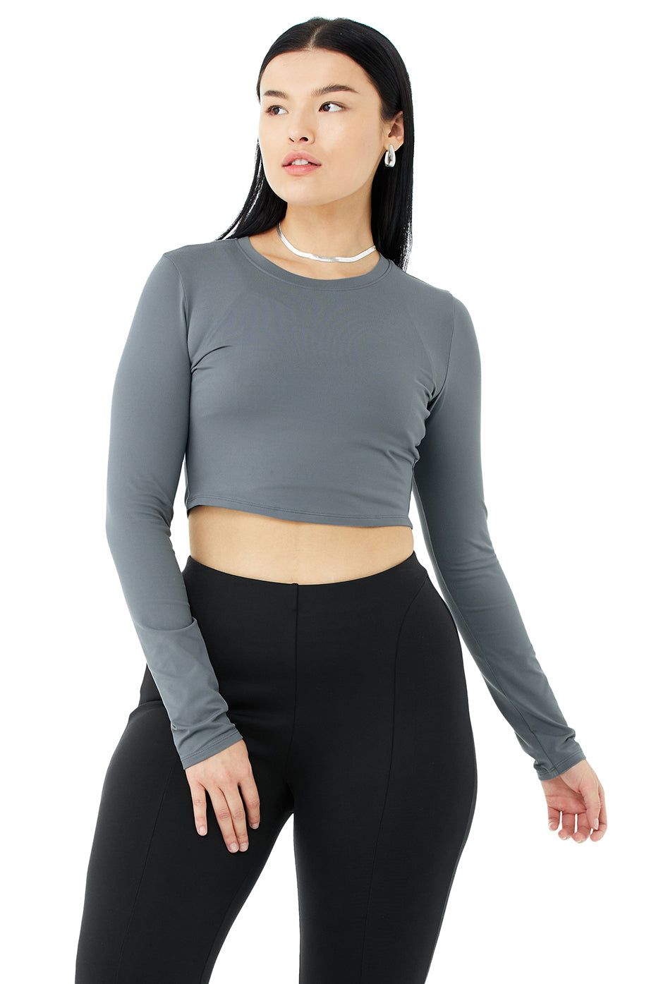 Alosoft Crop Finesse Long Sleeve - Steel Blue sold by Alo Yoga product image thumbnail 5