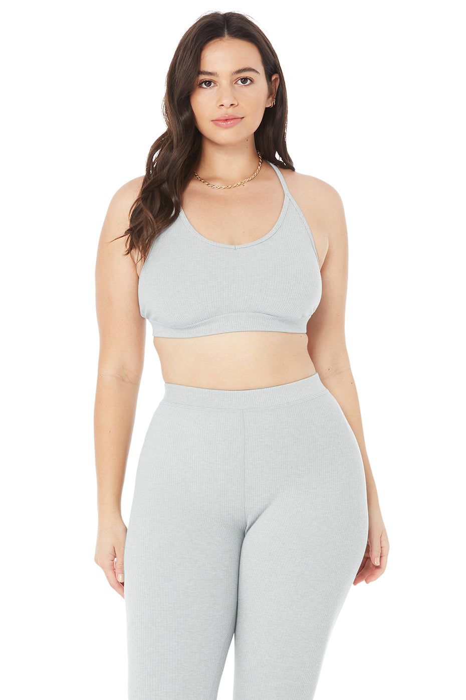 Ribbed Blissful Bra - Athletic Heather Grey sold by Alo Yoga product image thumbnail 5